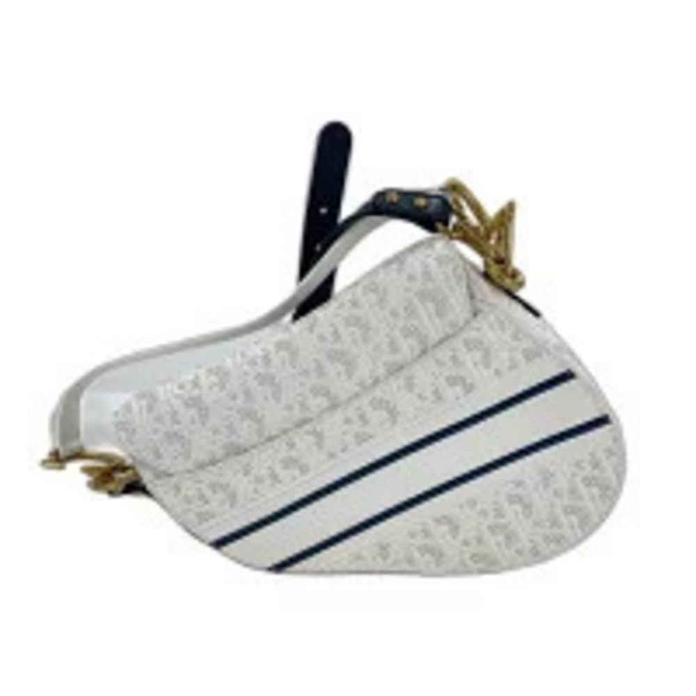 Christian Dior Leather Saddle Bag Handbag White